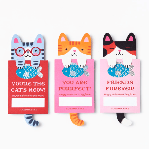 Cat Bookmark Valentines Cards - DIGS