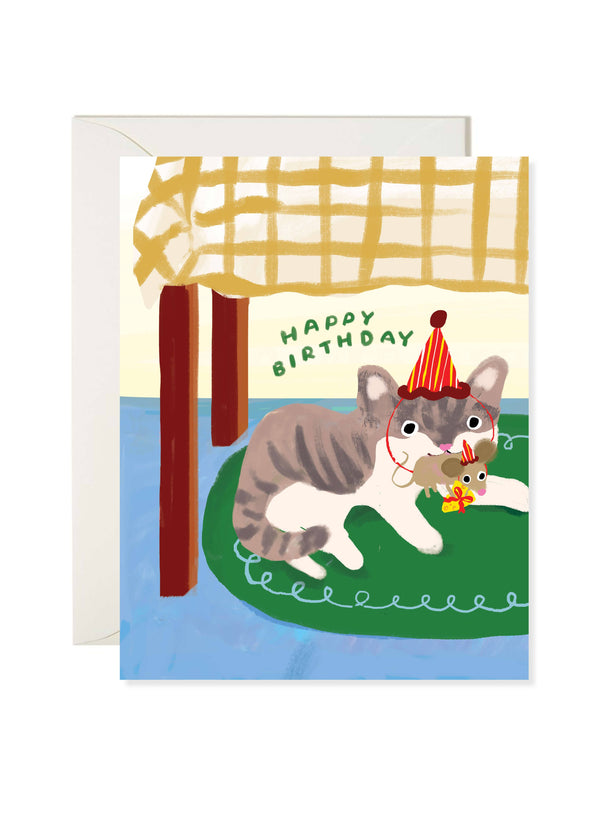 Cat Mouse Cheese Birthday Card - DIGS
