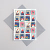 Cat Stamp Collection Greeting Card - DIGS