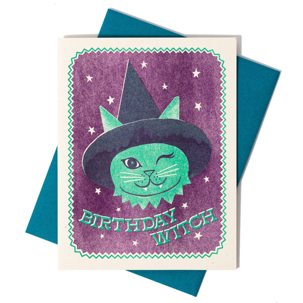 Cat Witch Birthday Card - DIGS