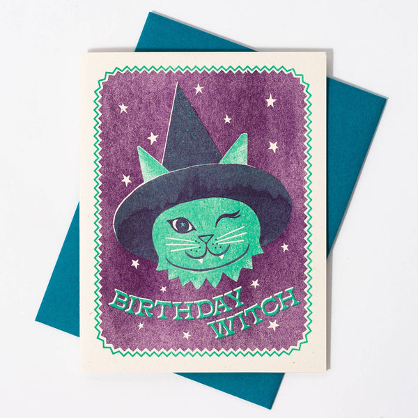 Cat Witch Birthday Card - DIGS