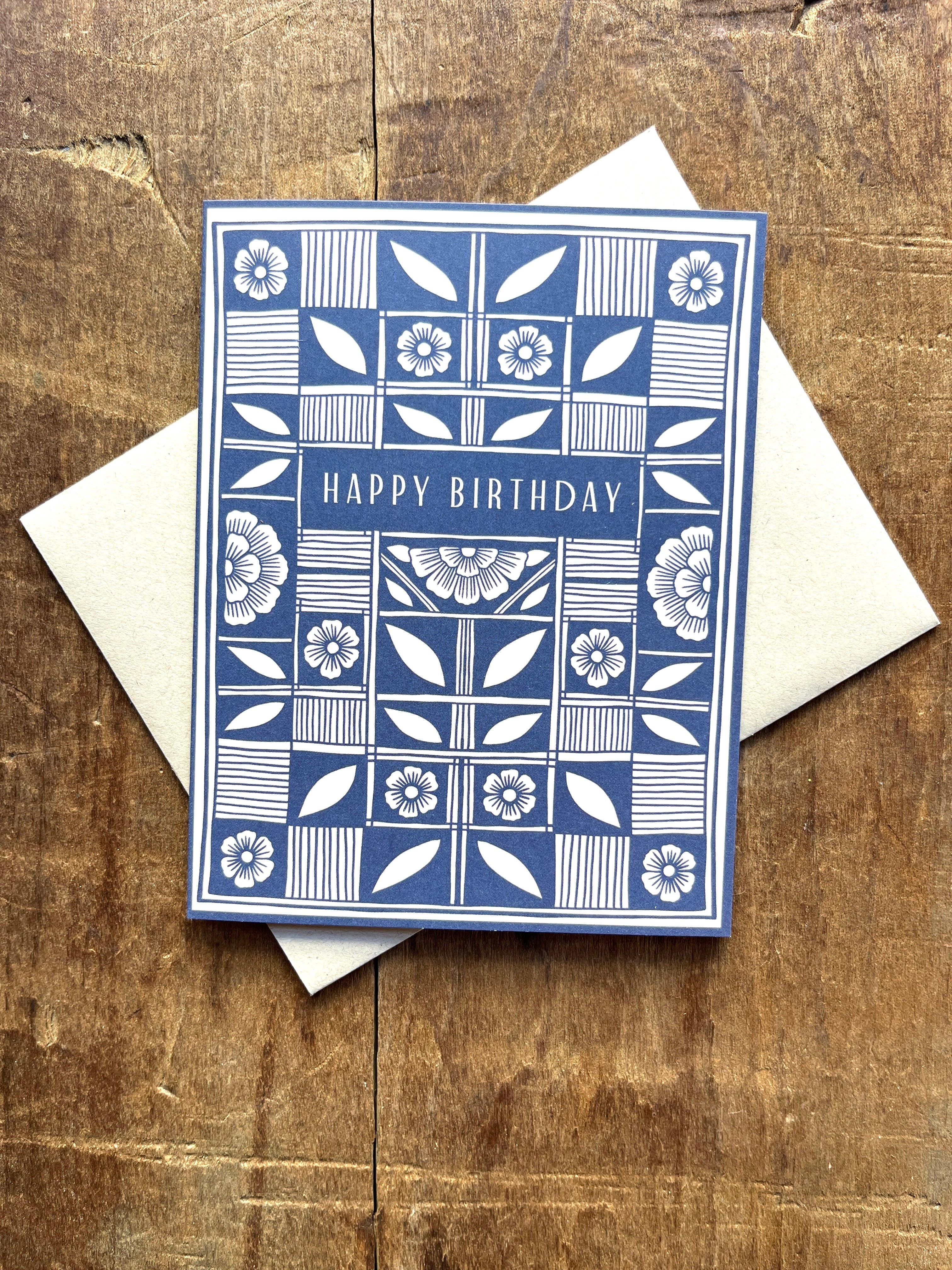 Checked Quilt Block Birthday Card - DIGS