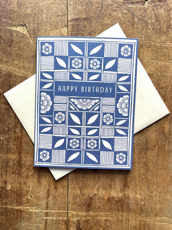 Checked Quilt Block Birthday Card - DIGS