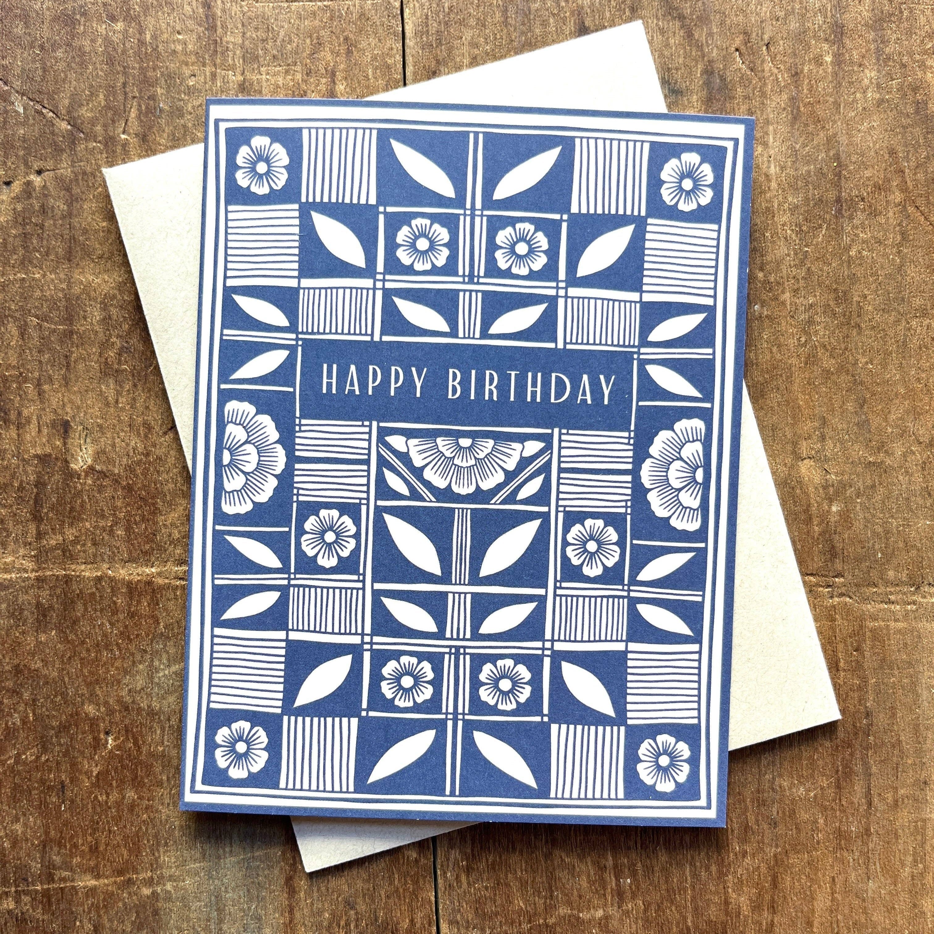 Checked Quilt Block Birthday Card - DIGS