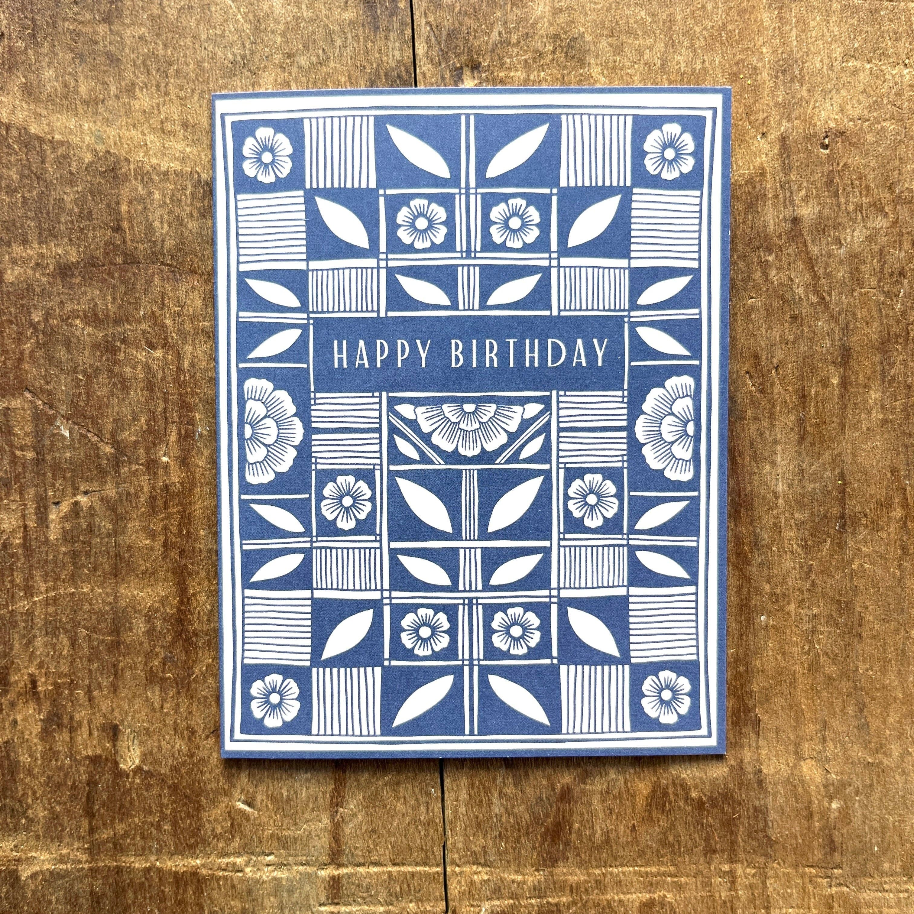 Checked Quilt Block Birthday Card - DIGS