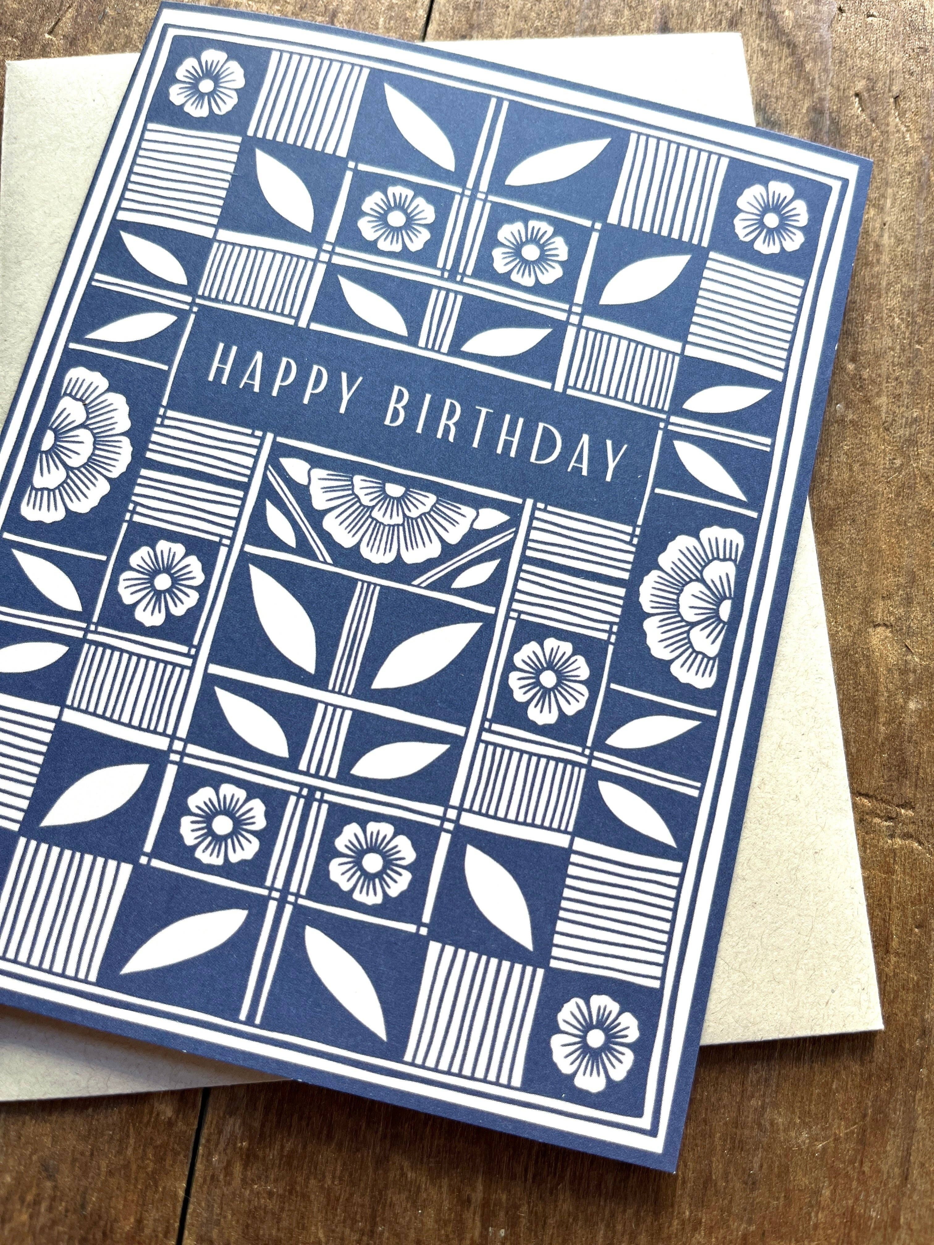 Checked Quilt Block Birthday Card - DIGS