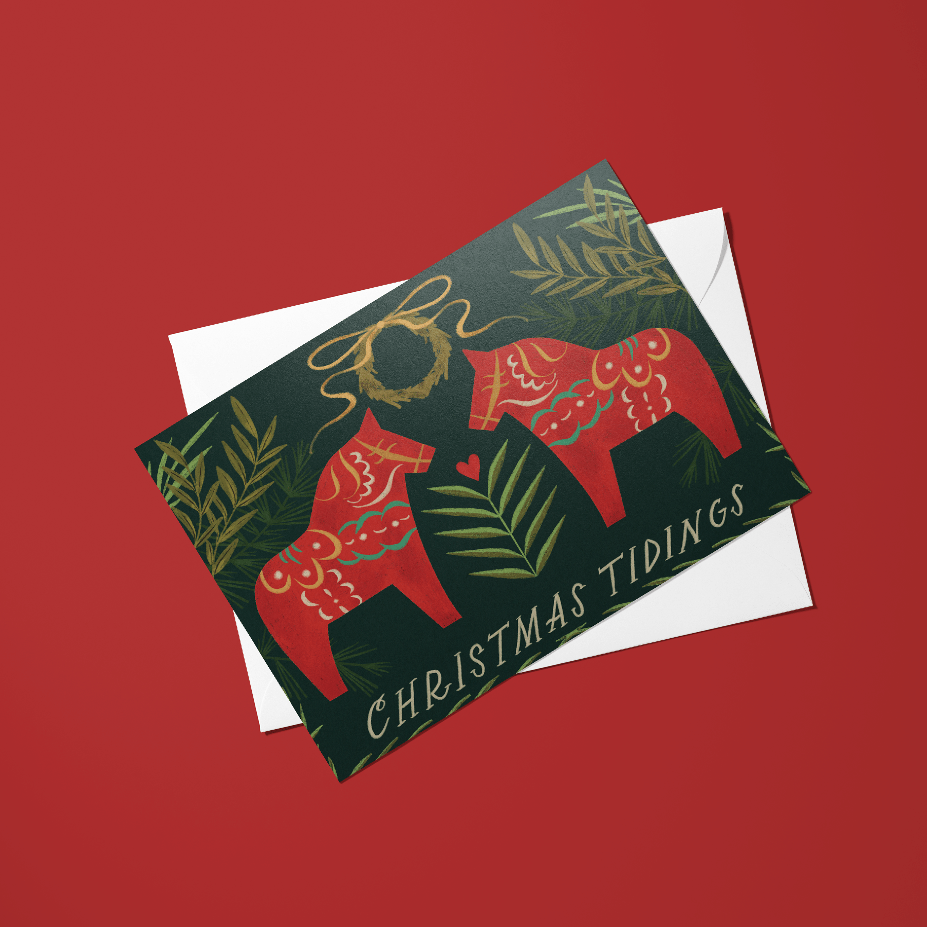 Christmas Tidings Dala Horses Card - DIGS
