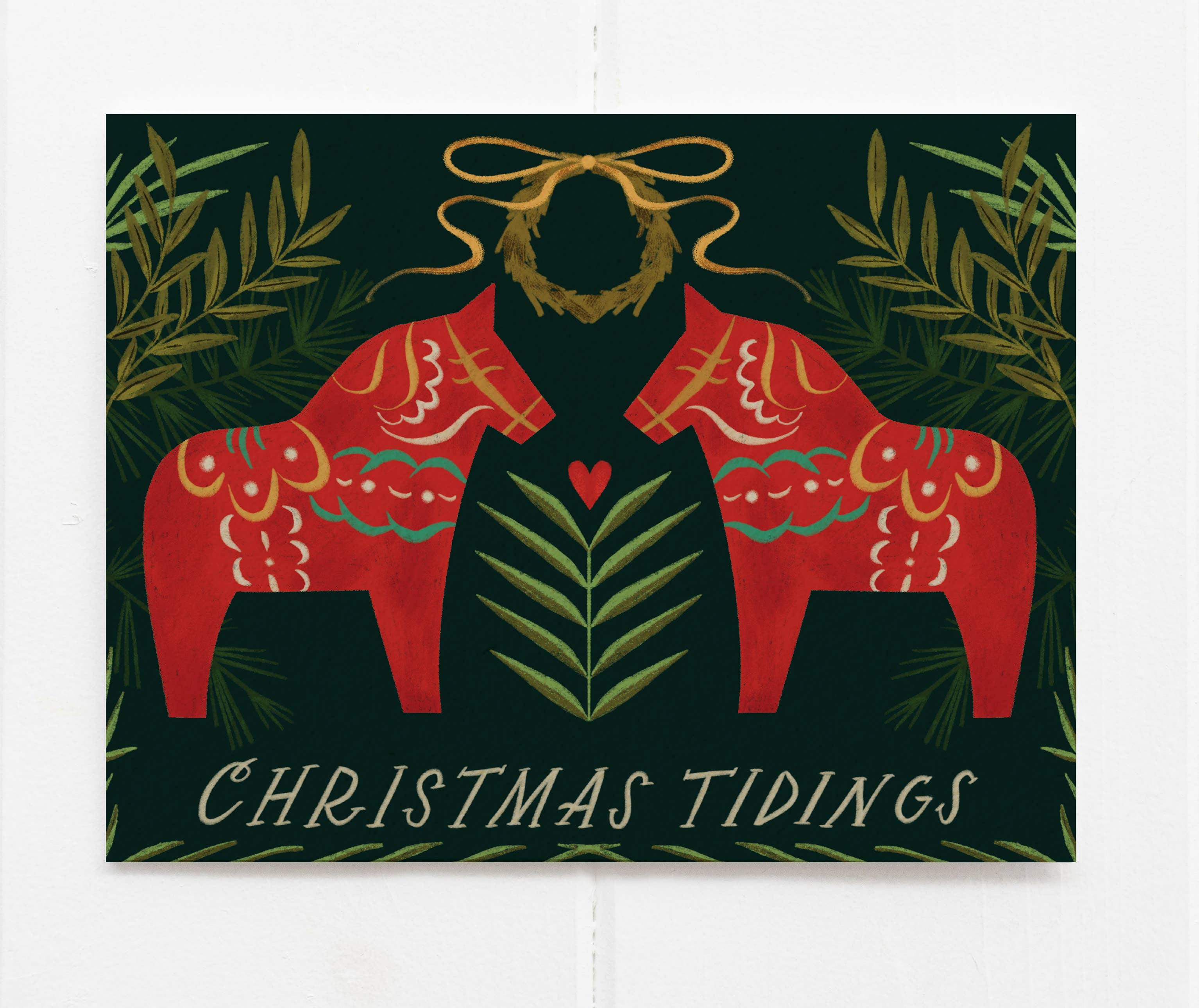 Christmas Tidings Dala Horses Card - DIGS