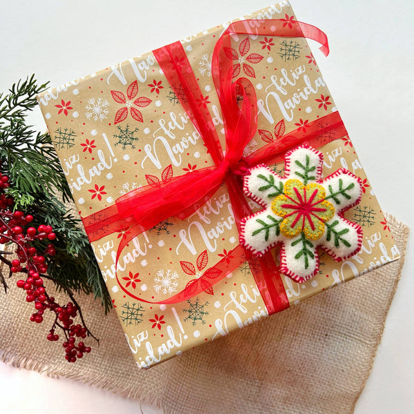 Classic Snowflake Embroidered Wool Ornament - DIGS