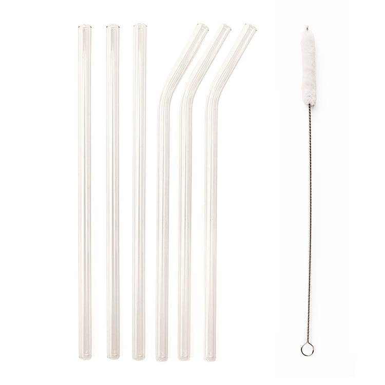 Clear Reusable Glass Straws, Set of 6 - DIGS