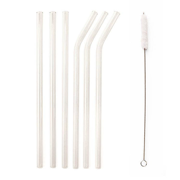 Clear Reusable Glass Straws, Set of 6 - DIGS