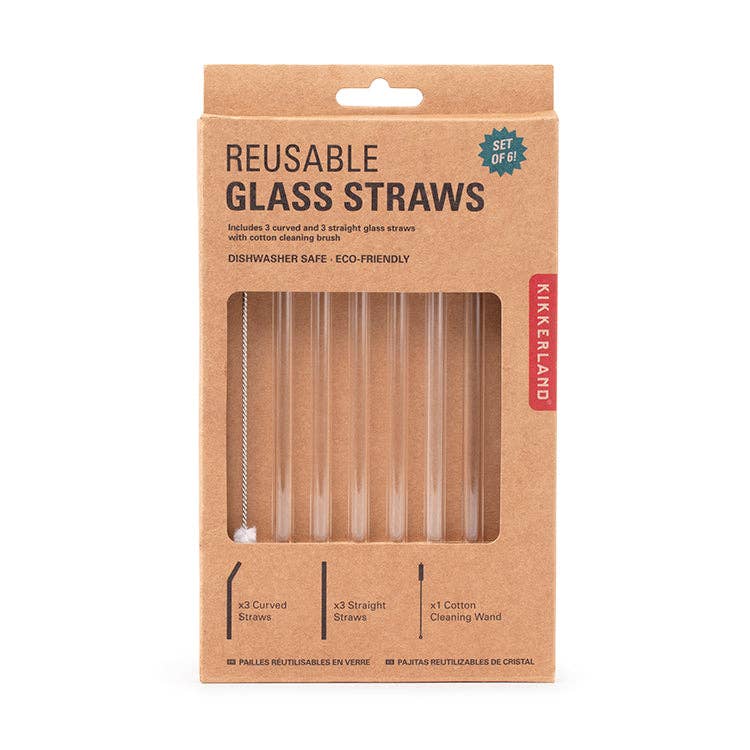 Clear Reusable Glass Straws, Set of 6 - DIGS