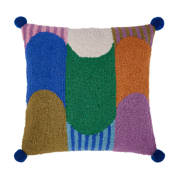 Color Wave w/ Pom Poms Hook Pillow - DIGS