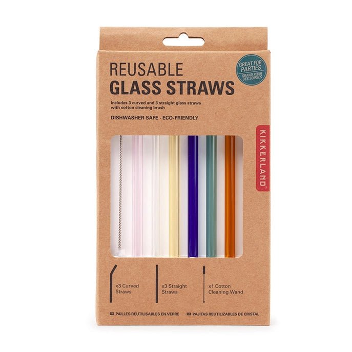 Colored Reusable Glass Straws, Set of 6 - DIGS