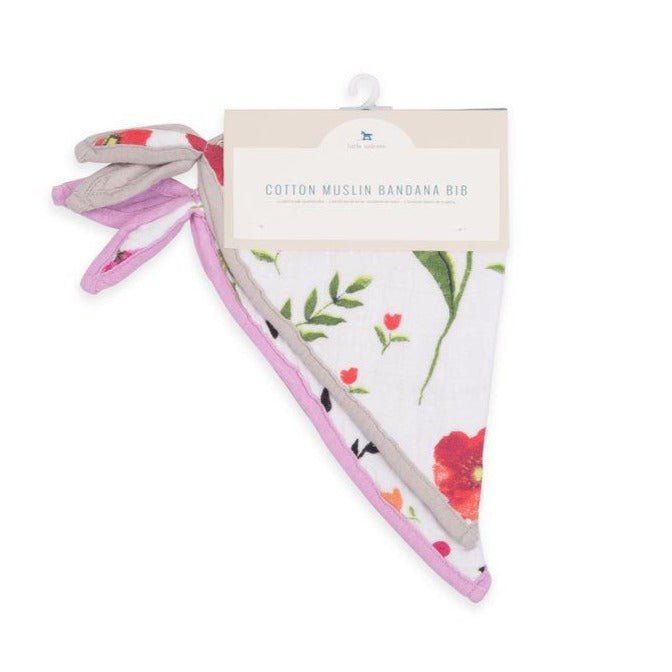 Cotton Muslin Bandana Bib Set of 2: Summer Poppy - DIGS