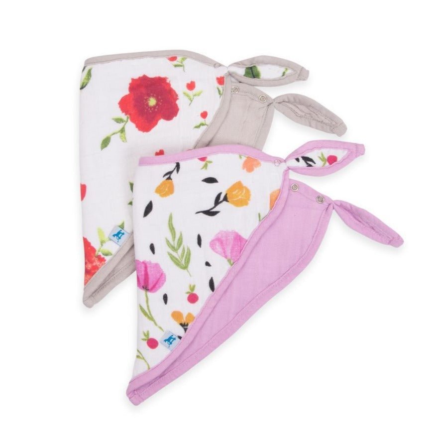 Cotton Muslin Bandana Bib Set of 2: Summer Poppy - DIGS