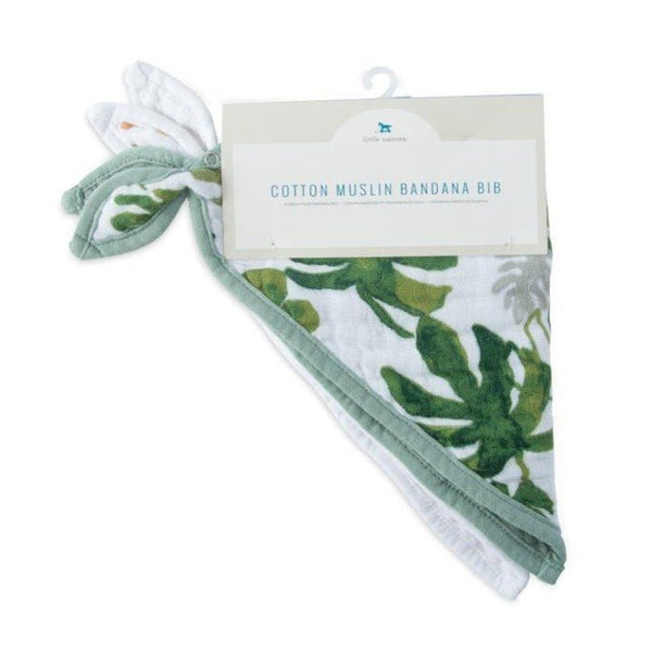 Cotton Muslin Bandana Bib Set of 2: Tropical Leaf - DIGS