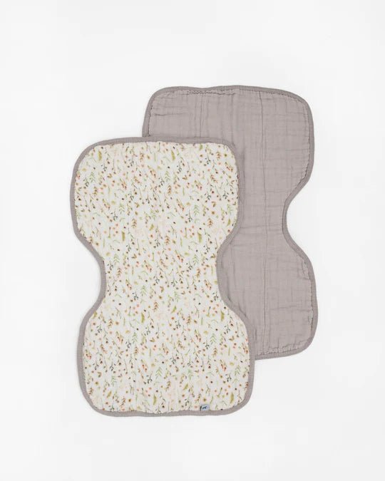 Cotton Muslin Burp Cloth 2 Pack: Floral Fields & Driftwood - DIGS