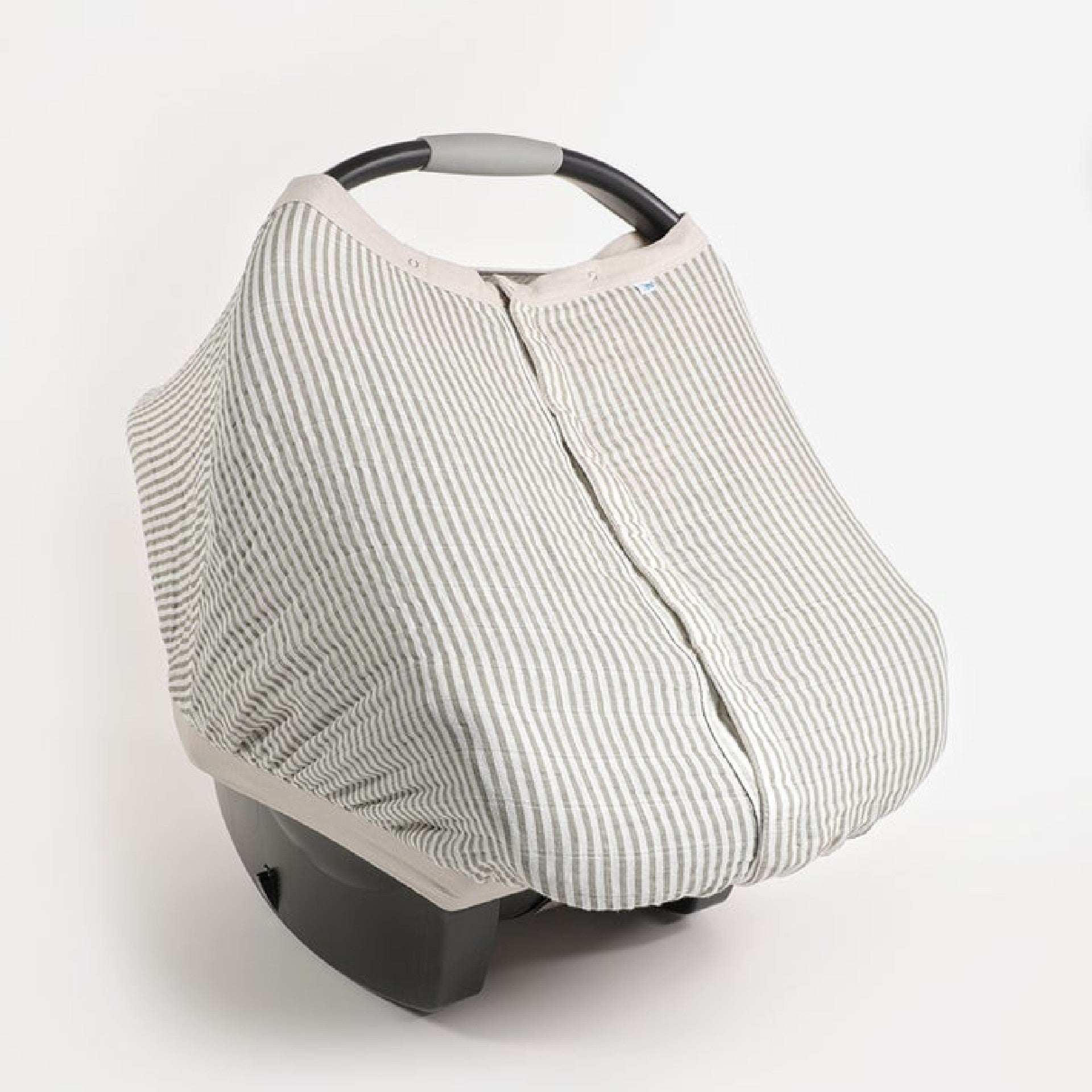 Cotton Muslin Car Seat Canopy: Grey Stripe - DIGS