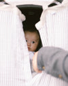 Cotton Muslin Car Seat Canopy: Grey Stripe - DIGS