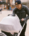 Cotton Muslin Car Seat Canopy: Grey Stripe - DIGS