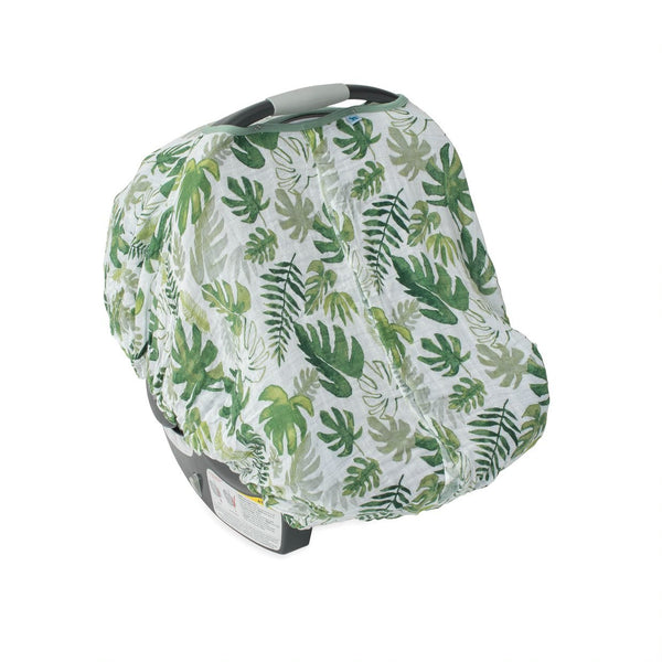 Cotton Muslin Car Seat Canopy: Tropical Leaf - DIGS