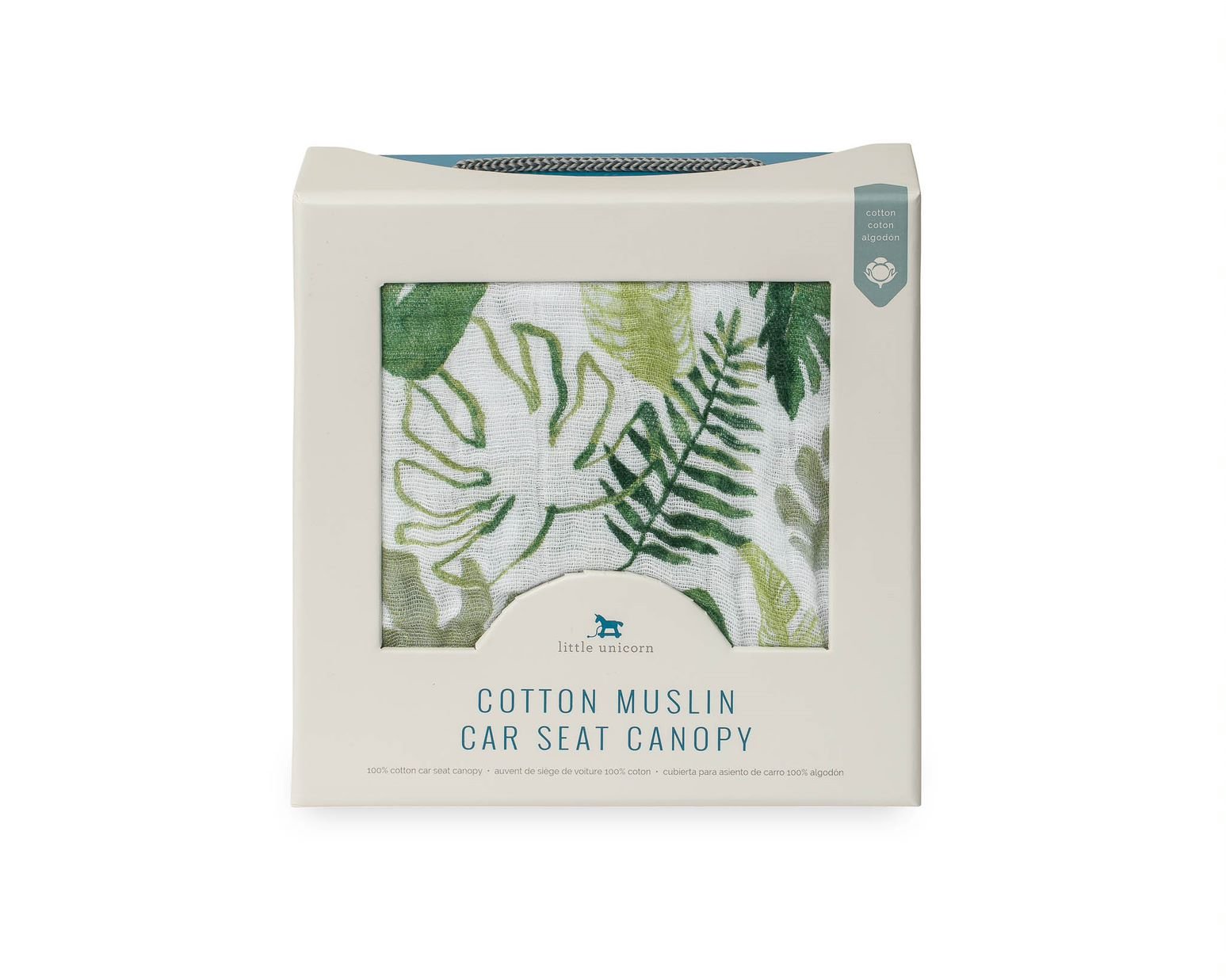 Cotton Muslin Car Seat Canopy: Tropical Leaf - DIGS