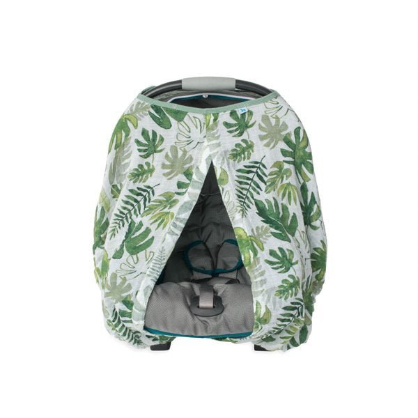 Cotton Muslin Car Seat Canopy: Tropical Leaf - DIGS