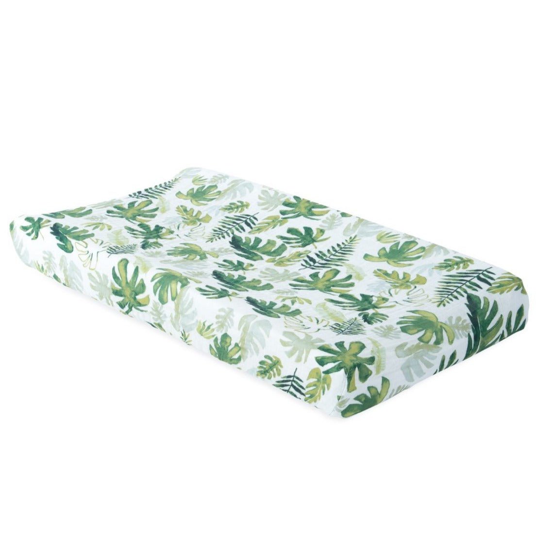 Cotton Muslin Changing Pad Cover: Tropical Leaf - DIGS