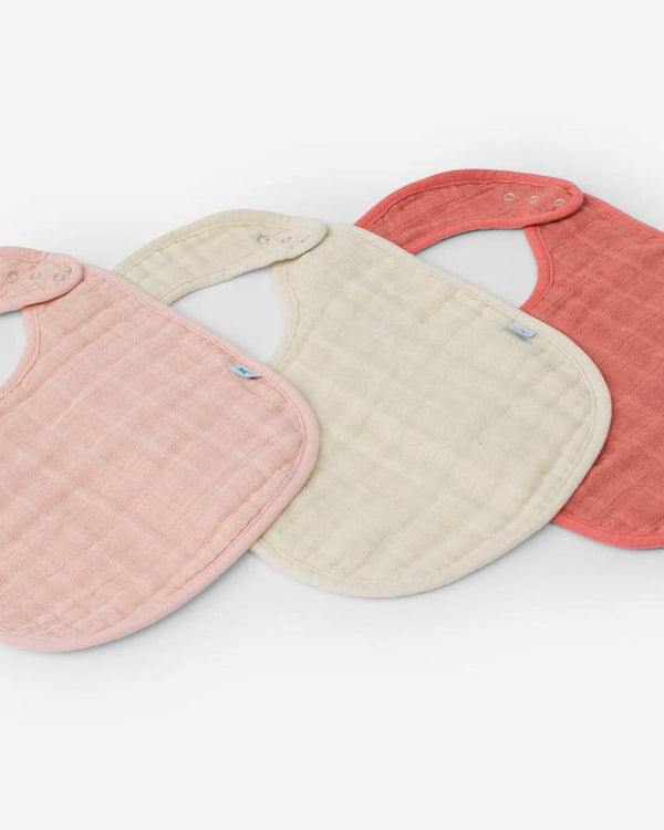 Cotton Muslin Classic Bib Set of 3: Rose Petal - DIGS