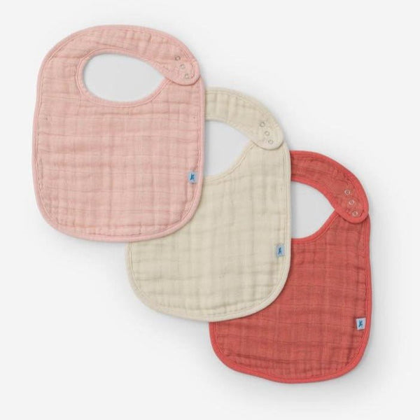 Cotton Muslin Classic Bib Set of 3: Rose Petal - DIGS