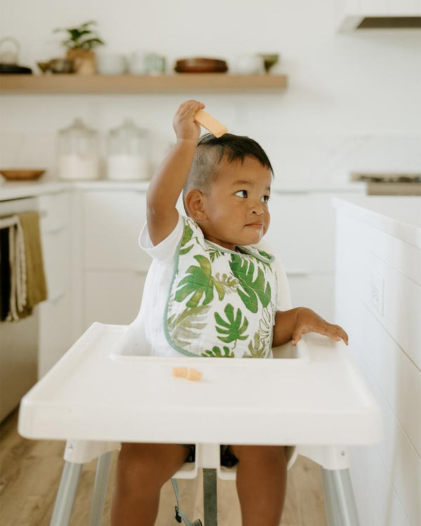 Cotton Muslin Classic Bib Set of 3: Tropical Leaf - DIGS