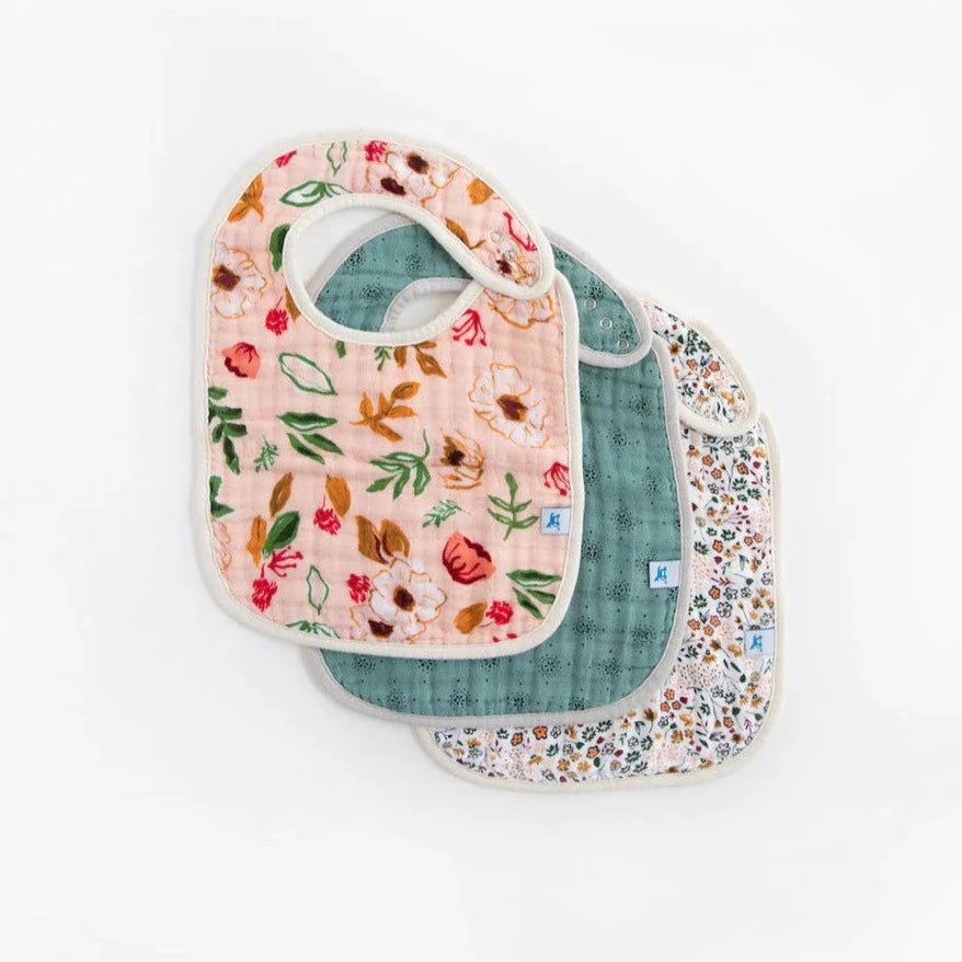 Cotton Muslin Classic Bib Set of 3: Vintage Floral - DIGS