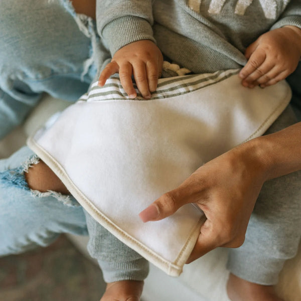 Cotton Muslin Fleece Bandana Bibs: Mauve Stripe - DIGS