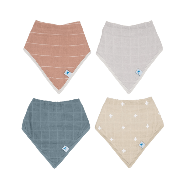 Cotton Muslin Fleece Bandana Bibs: Mauve Stripe - DIGS