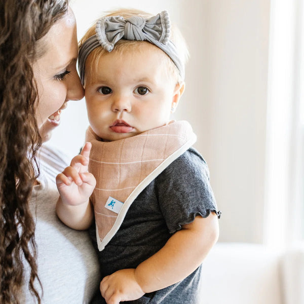 Cotton Muslin Fleece Bandana Bibs: Mauve Stripe - DIGS