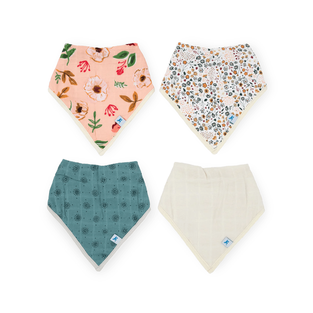 Cotton Muslin Fleece Bandana Bibs: Vintage Floral - DIGS