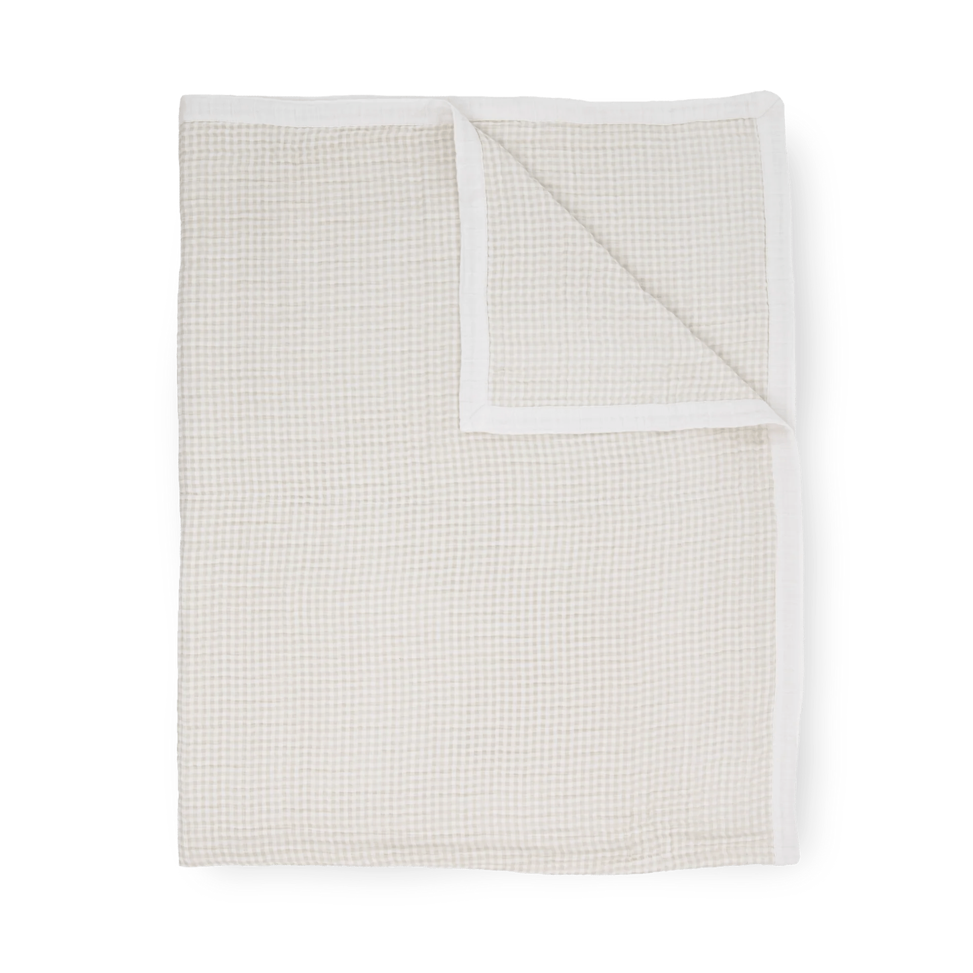 Cotton Muslin Quilted Throw: Tan Gingham - DIGS