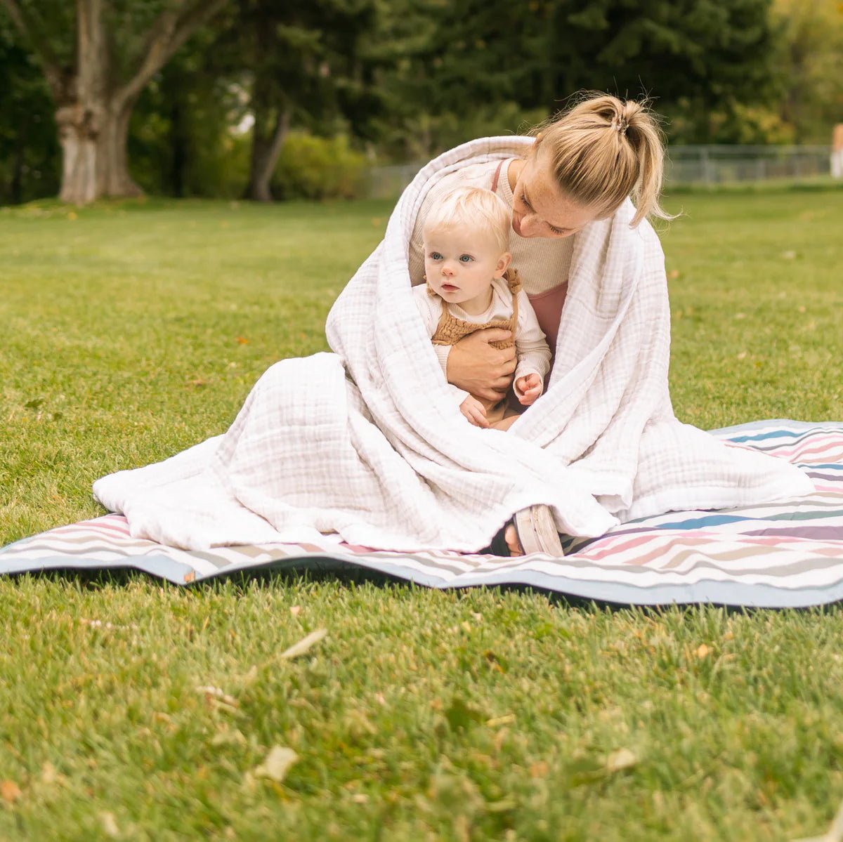 Cotton Muslin Quilted Throw: Tan Gingham - DIGS