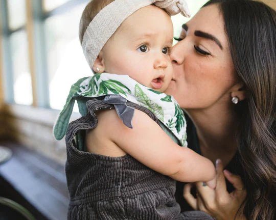 Cotton Muslin Reversible Bandana Bib 2 Pack: Tropical Leaf - DIGS