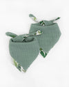 Cotton Muslin Reversible Bandana Bib 2 Pack: Tropical Leaf - DIGS