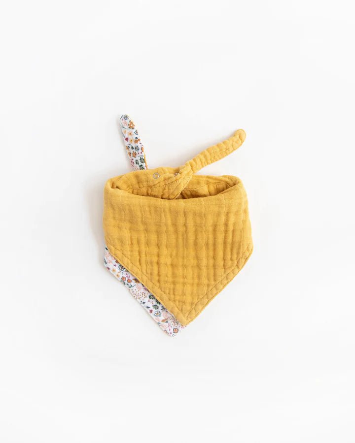Cotton Muslin Reversible Bandana Bib: Pressed Petal - DIGS