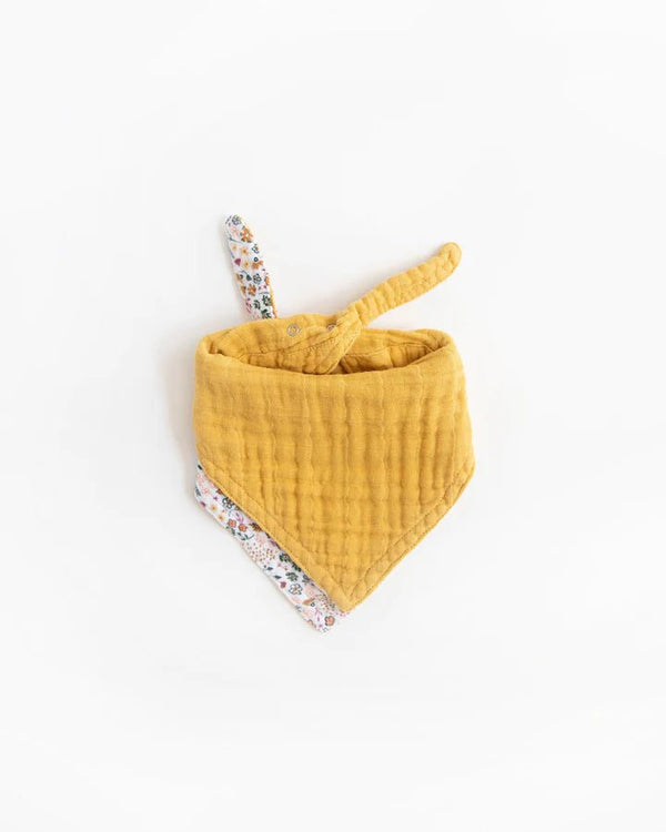 Cotton Muslin Reversible Bandana Bib: Pressed Petal - DIGS