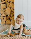 Cotton Muslin Reversible Bandana Bib: Taupe Cross - DIGS