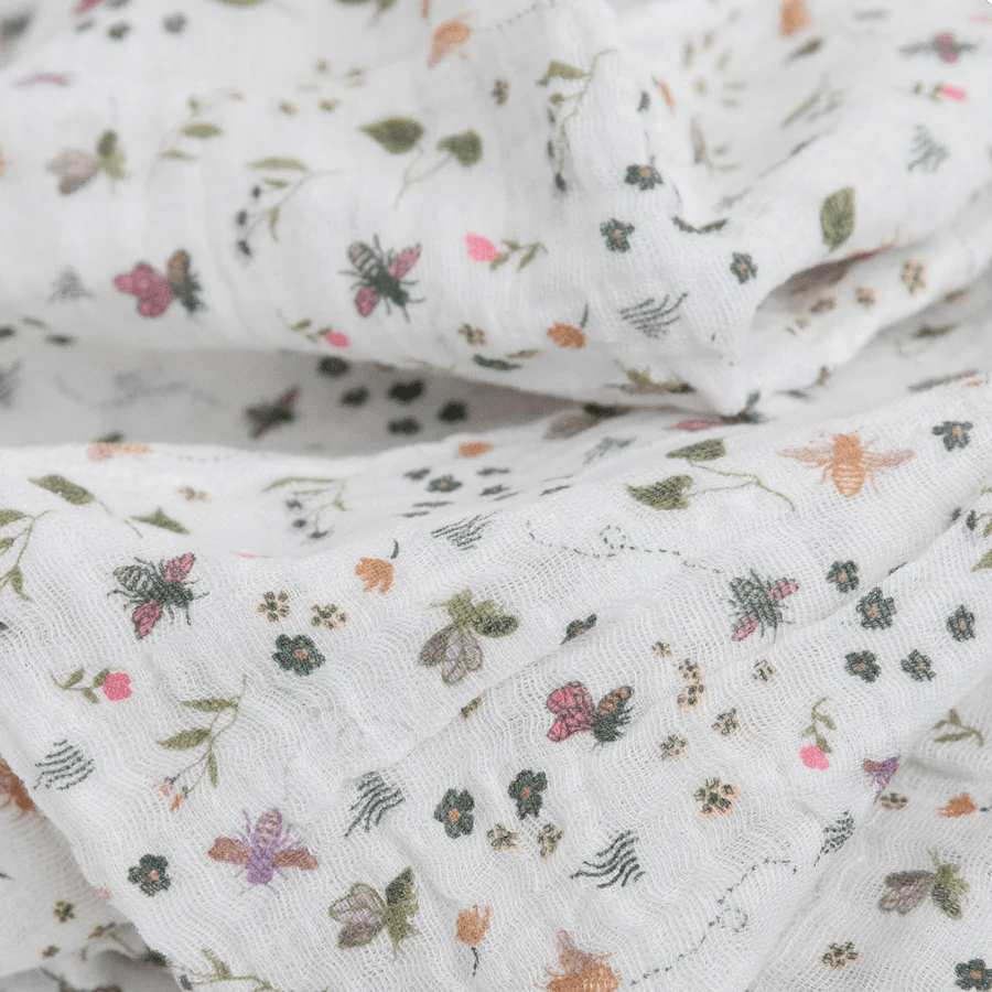 Cotton Muslin Swaddle 3 Pack: Garden Bees - DIGS