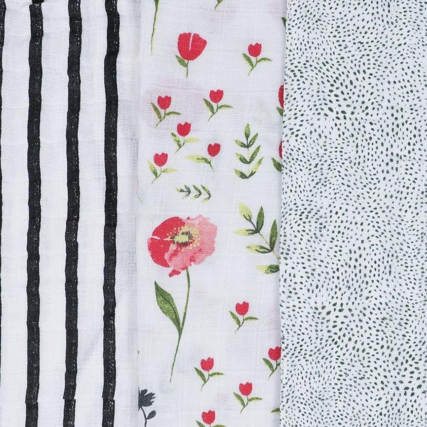 Cotton Muslin Swaddle 3 Pack: Summer Poppy 2 - DIGS