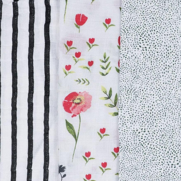 Cotton Muslin Swaddle 3 Pack: Summer Poppy 2 - DIGS