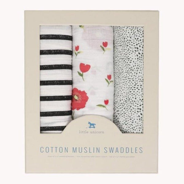 Cotton Muslin Swaddle 3 Pack: Summer Poppy 2 - DIGS