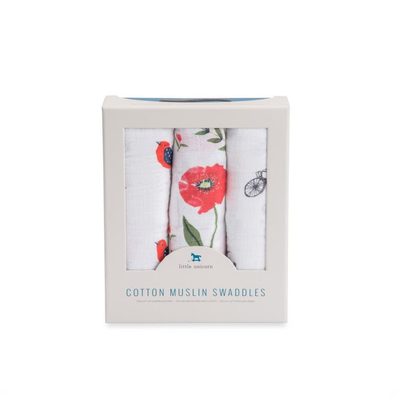 Cotton Muslin Swaddle 3 Pack: Summer Poppy - DIGS