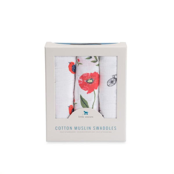 Cotton Muslin Swaddle 3 Pack: Summer Poppy - DIGS